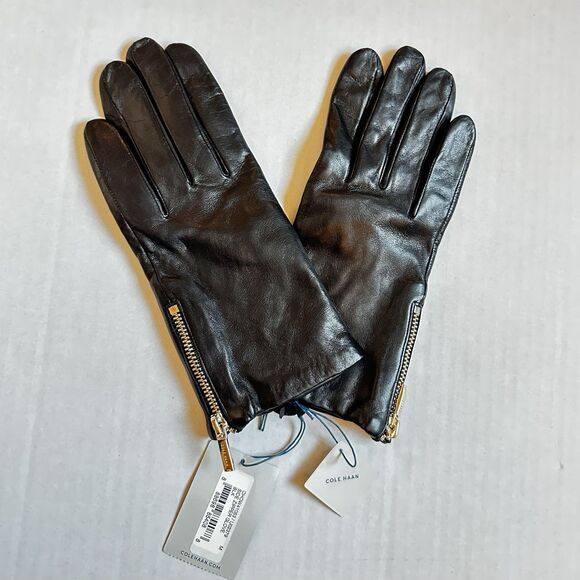 Cole Haan Leather Tech-Friendly Gloves Women’s Size Medium Black New W Tags - Picture 1 of 8